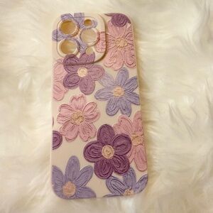 Iphone 16 pro  Floral Phone Case - Pastel Purple and Pink